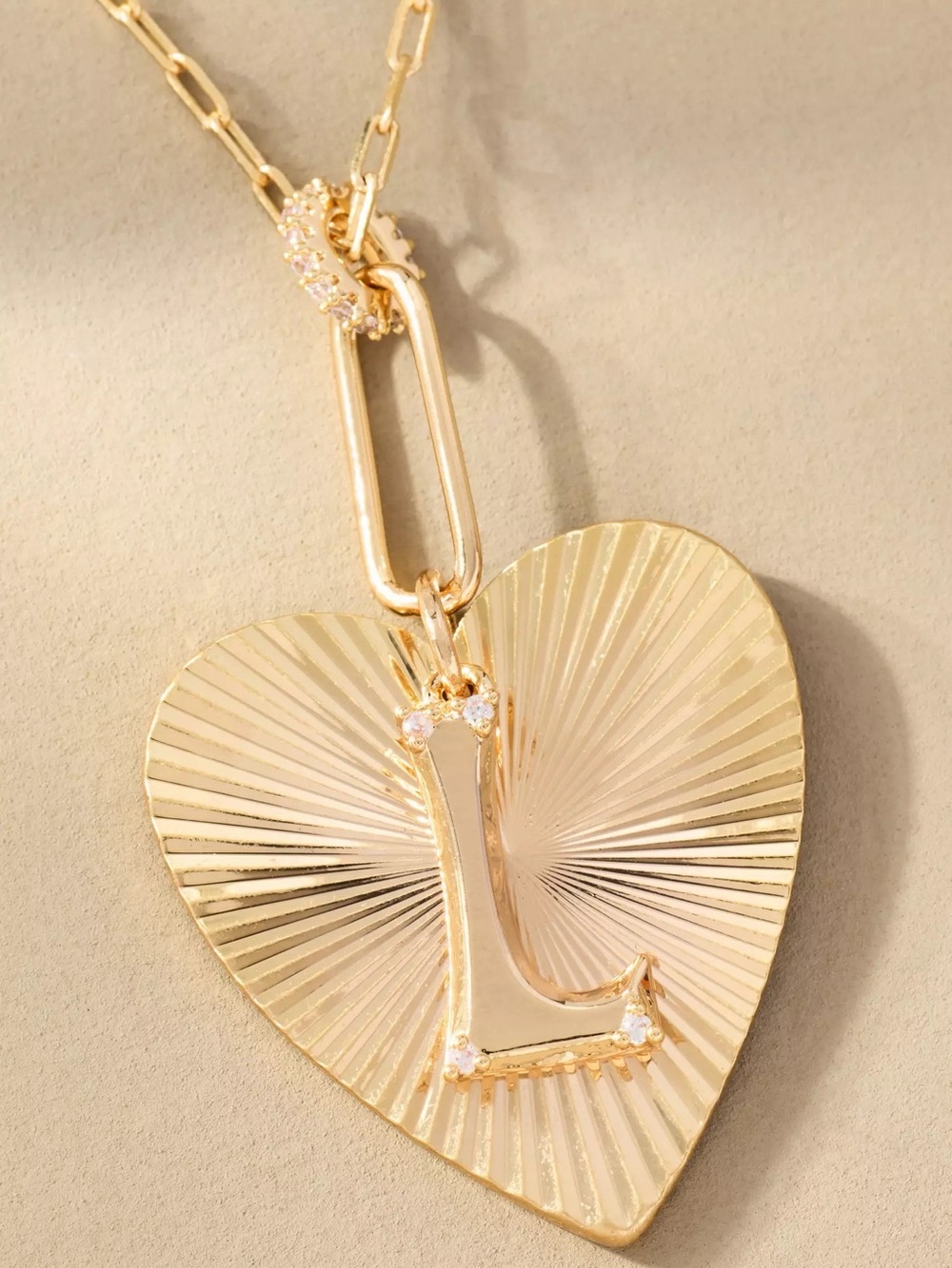 Last One! NWT Anthropologie Fluted Heart Pendant Monogram Necklace Letter L